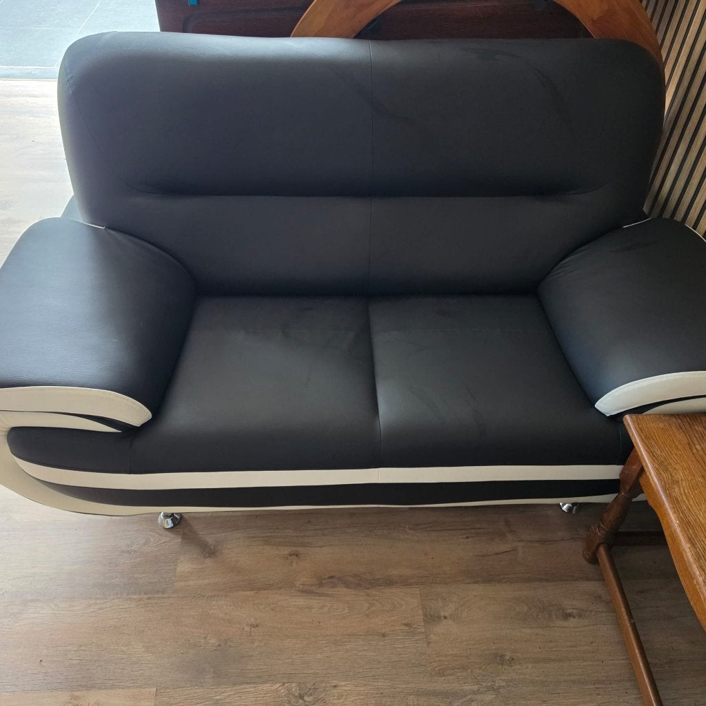 salon 2 en 3 zit, Ophalen, Zwart met wit, Zo goed als nieuw, Rechte bank