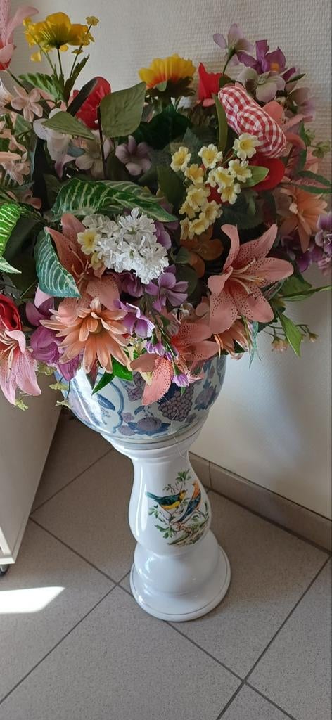Bloemstuk zijde bloemen met pot, Zijde, Ophalen, Bloemstuk