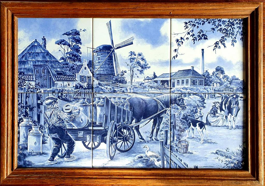 Tegel wandbord Delfts blauw • Melkboer, Ophalen