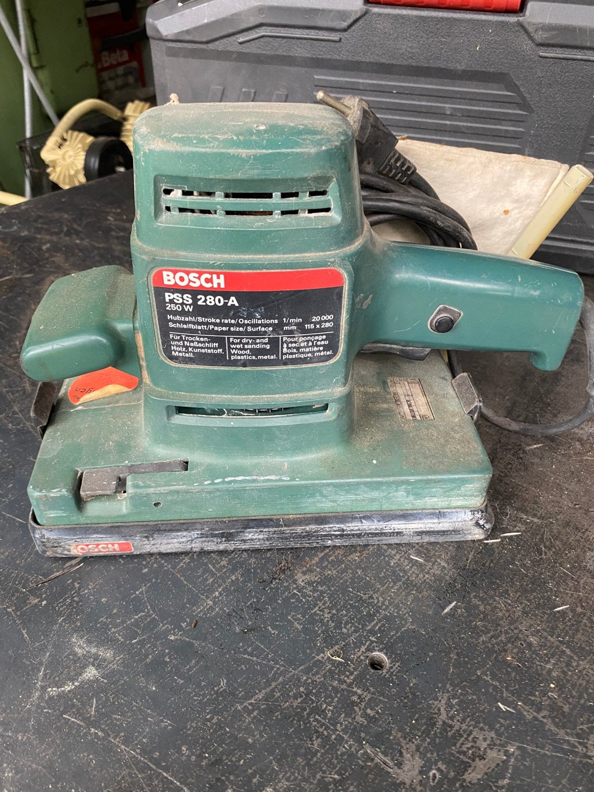 Bosch PSS 280-A vlakschuurmachine, Doe-het-zelf en Bouw, Ophalen, Gebruikt, Minder dan 600 watt, Vlakschuurmachine