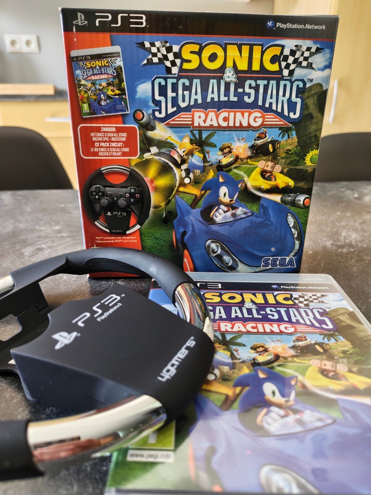 Sonic & Sega All-Stars Racing PS3 + racestuur, Enlèvement ou Envoi, Utilisé
