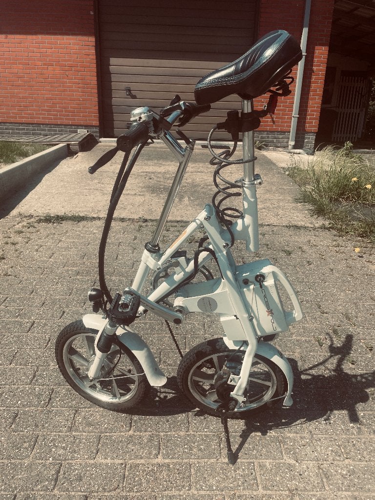 Elektrische vouwfiets met uniek 1 knop vouwsysteem, Ophalen, Gebruikt, Trommelrem, Versnellingen