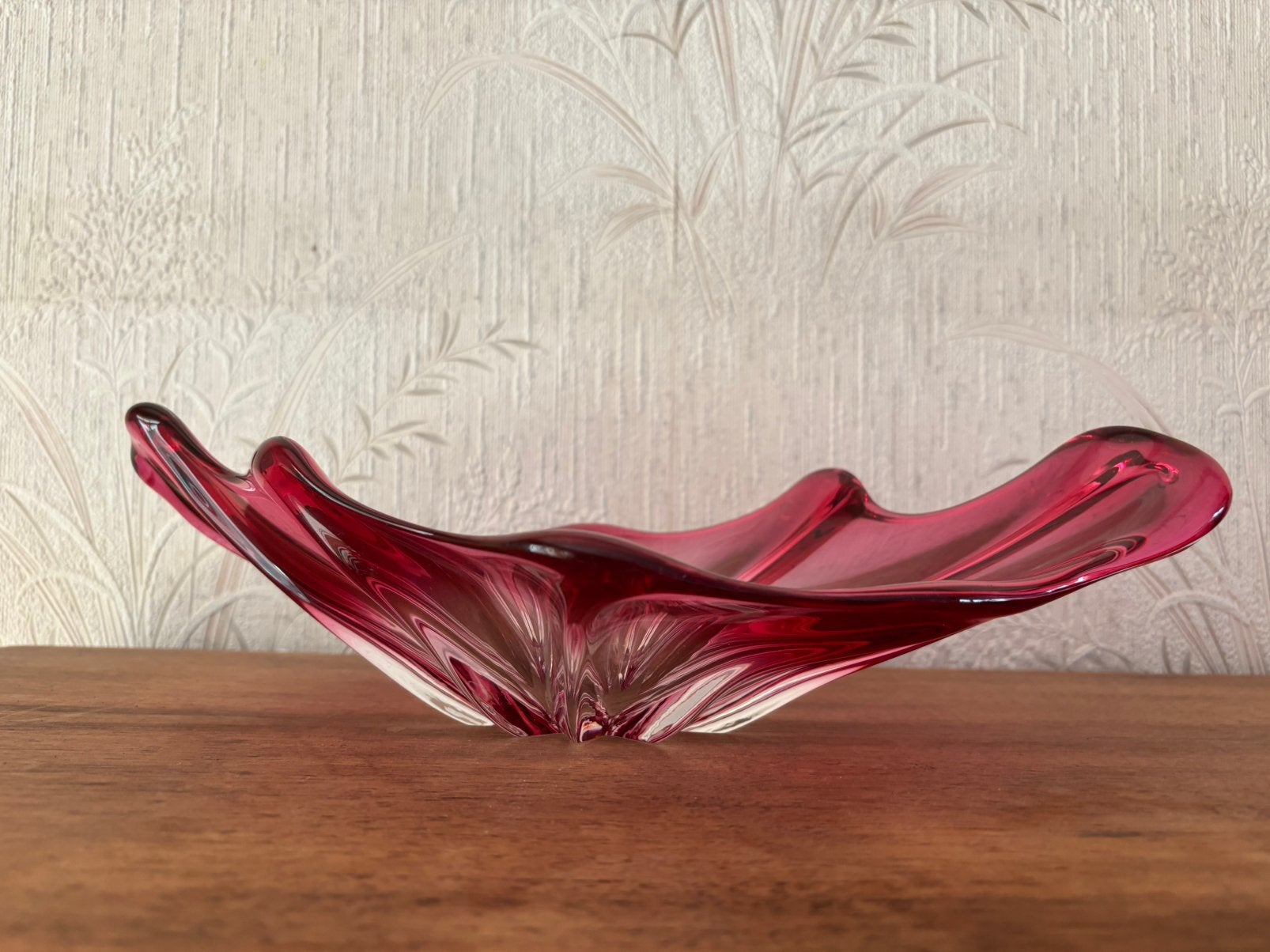 Val Saint Lambert-René Delvenne -kristal schaal-rose kristal, Enlèvement, Utilisé, Autres matériaux, Balance