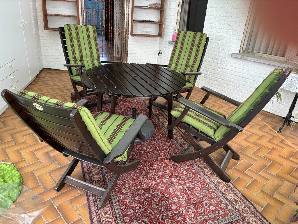 tuinstel, Ophalen, Gebruikt, Rond, Hout