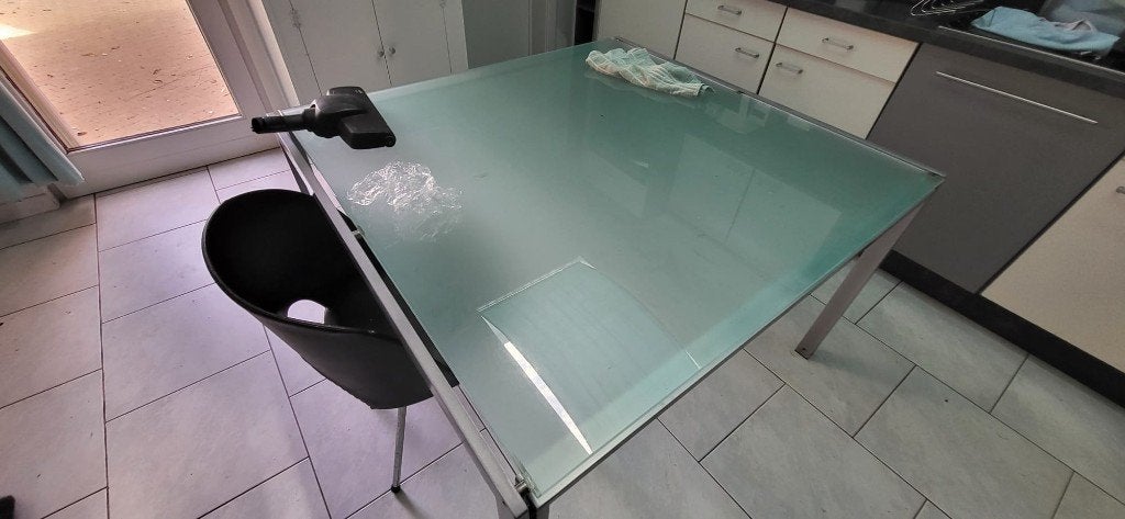eettafel glas, Huis en Inrichting, Ophalen, Gebruikt, Glas, Vier personen