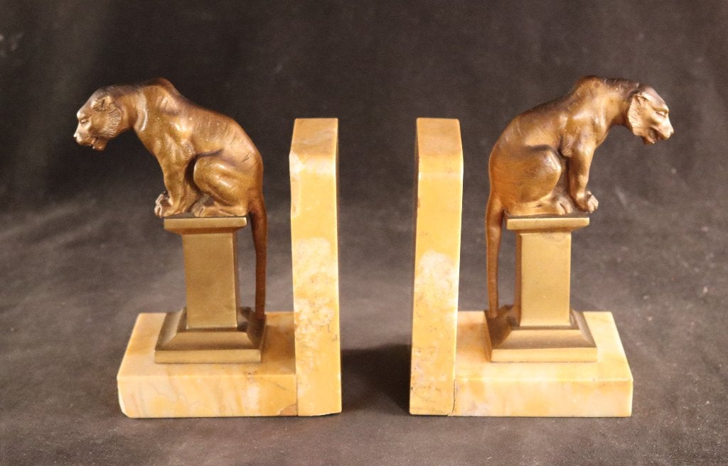 Paire de serre-livres Art Déco en bronze, Antiquités & Art, Antiquités | Accessoires de maison, Enlèvement ou Envoi