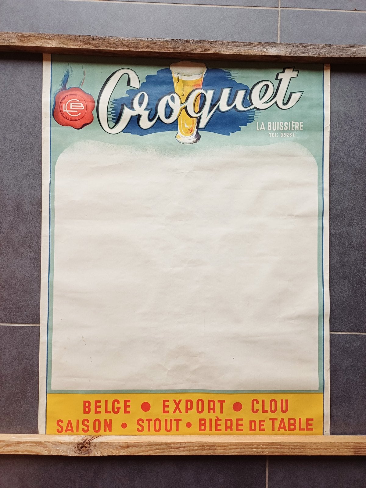 Vintage poster van Brasserie Croquet La Buissiere, Ophalen of Verzenden, Zo goed als nieuw