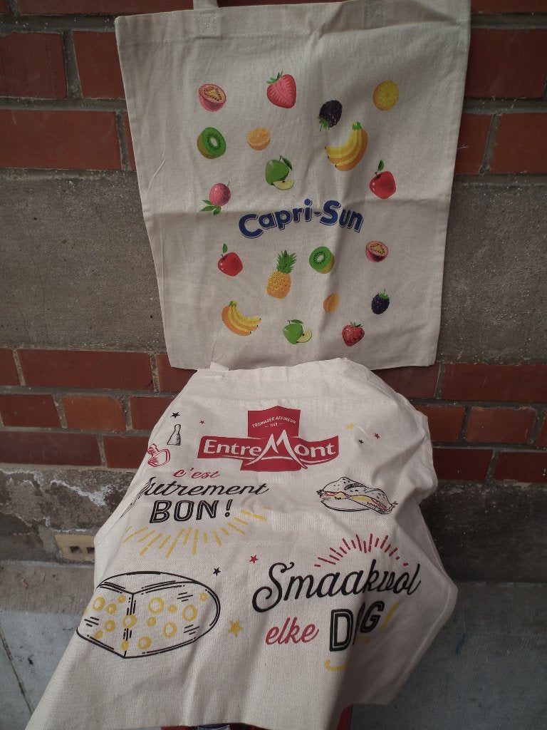 2 sacs fourre-tout en tissu (Capri-sun & Entre Mont) nouveau, Envoi, Neuf, Beige, Shopper