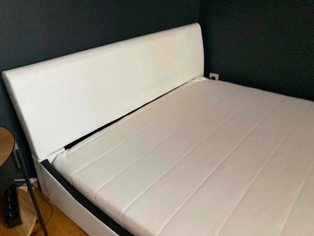 2persoonsbed incl nieuwe matras, Huis en Inrichting, Ophalen, Overige materialen, Gebruikt, Wit
