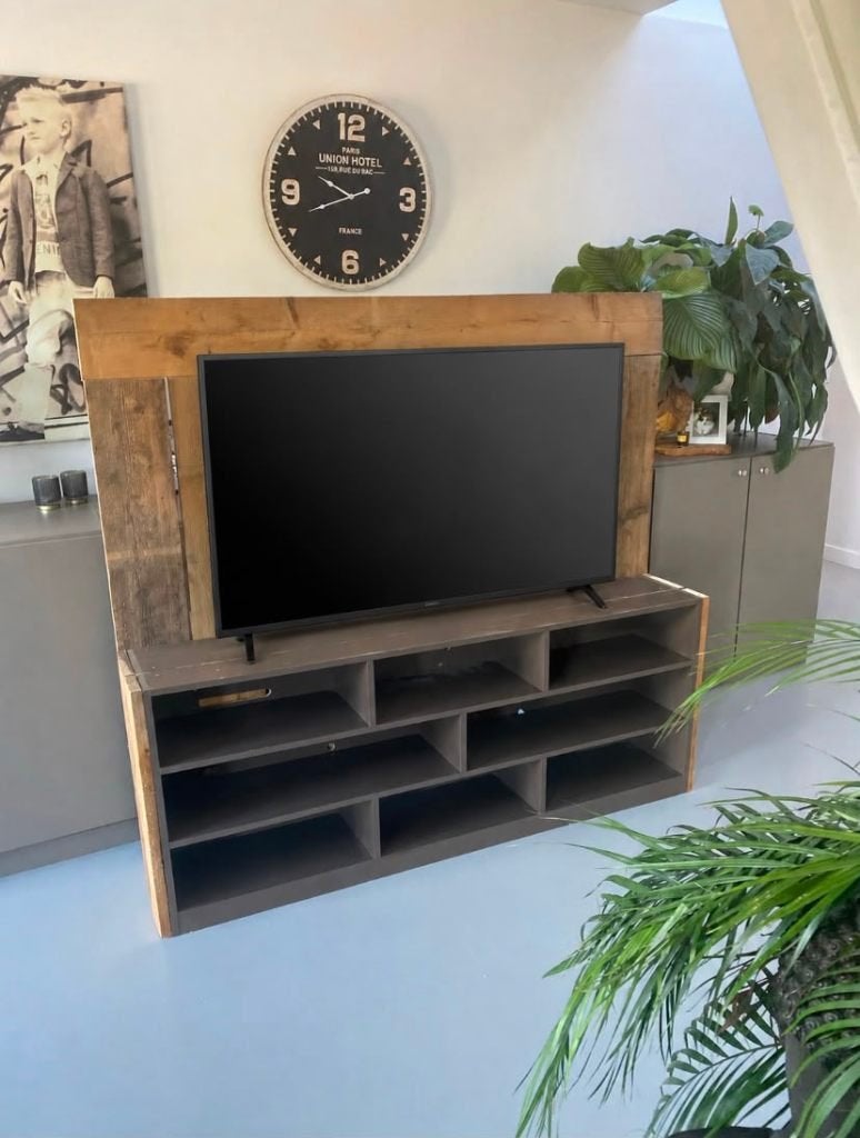 Tv kast zelfbouw, Huis en Inrichting, Kasten |Televisiemeubels, Ophalen, Gebruikt, Teakhout