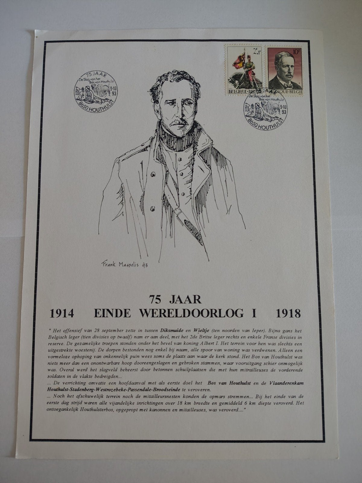 75 JAAR EINDE WERELDOORLOG I 1914-1918 1994, Ophalen of Verzenden