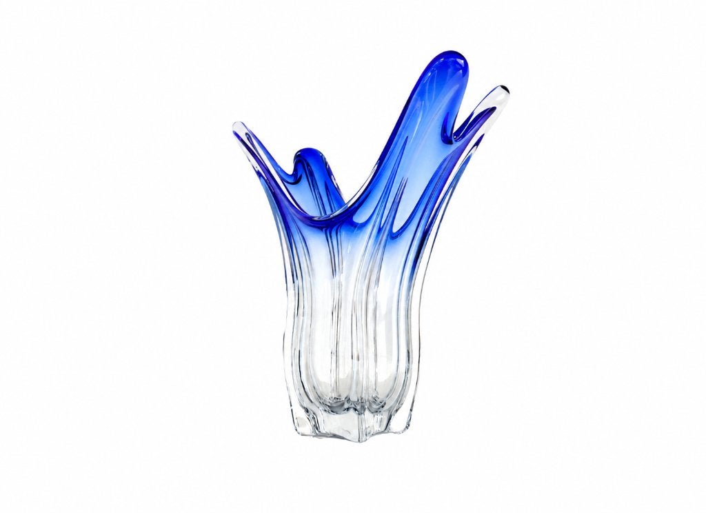 Seventies Glazen Design Boussu - Grote Zware Vintage Vaas, Ophalen of Verzenden
