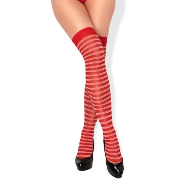 Nieuwe sexy kousen met strependesign - Rood / Wit, Ophalen of Verzenden, Rood