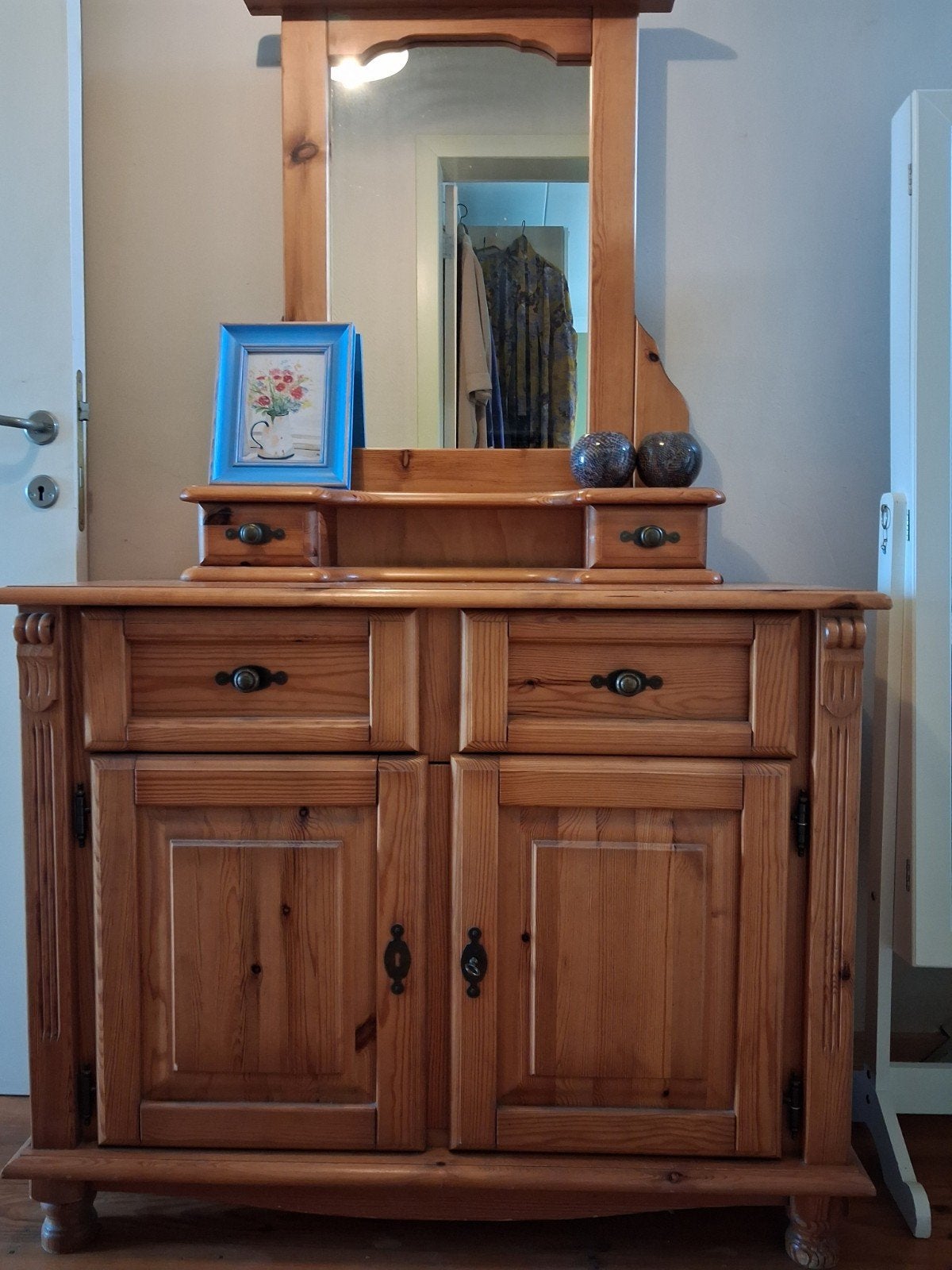 commode met spiegel, Ophalen, Zo goed als nieuw, Grenenhout, 25 tot 50 cm