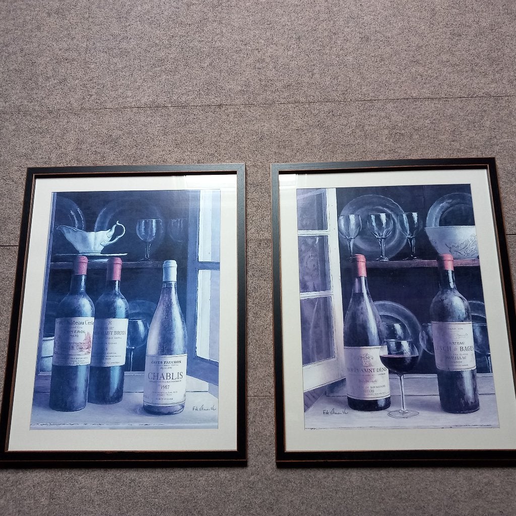 wijn foto's 2 kaders, Huis en Inrichting, Ophalen, Zo goed als nieuw, Foto of Poster, 75 cm of meer
