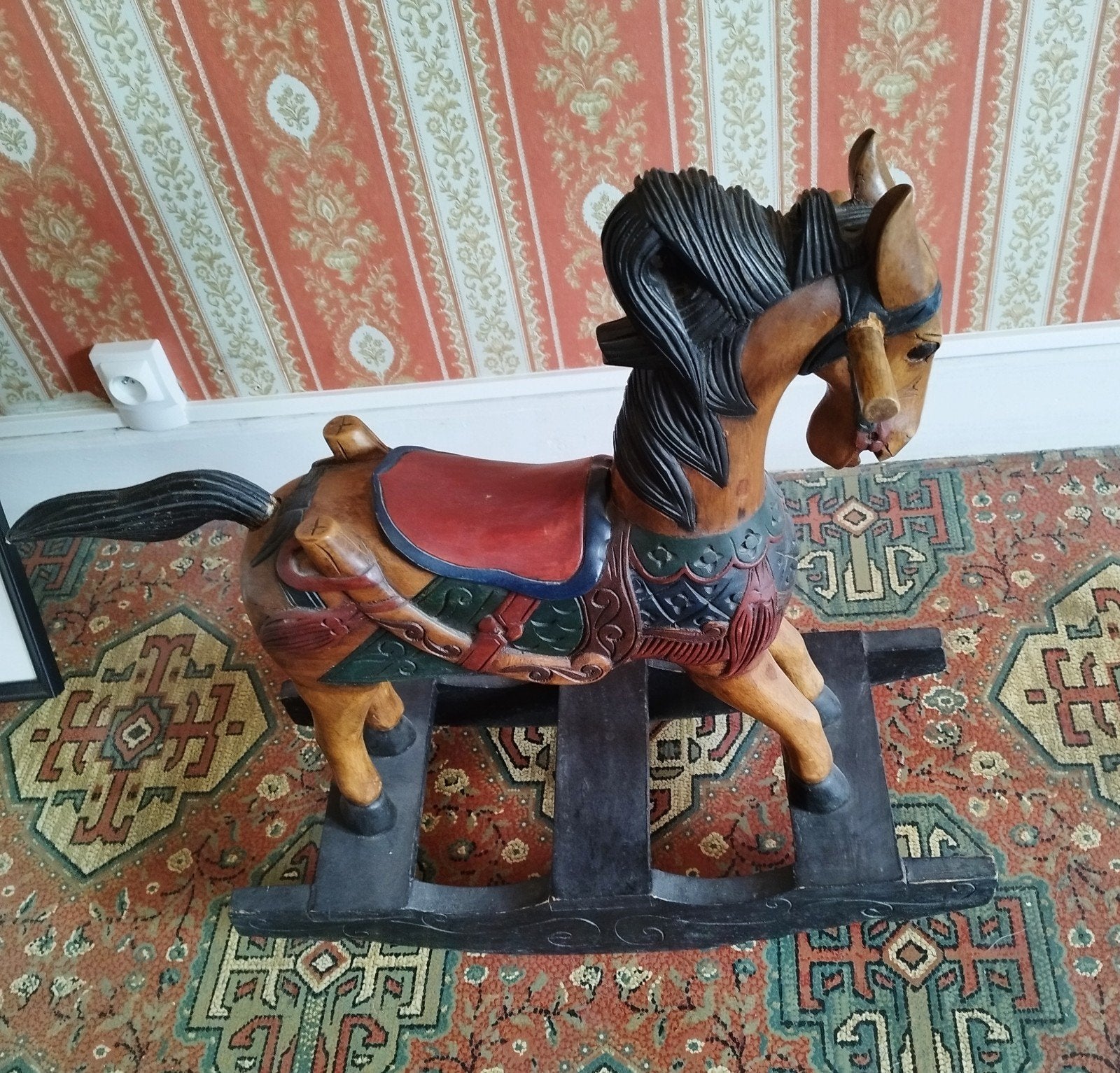 Cheval à bascule décoratif en bois massif, Enlèvement
