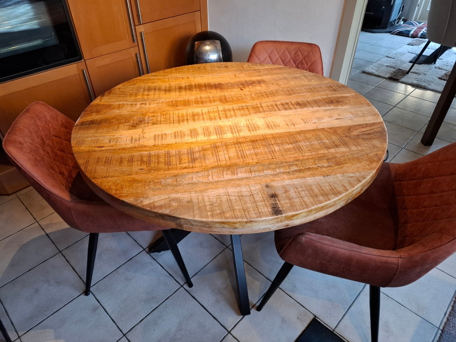 tafel en 4 stoelen, Ophalen, Gebruikt, Vier personen, 100 tot 150 cm