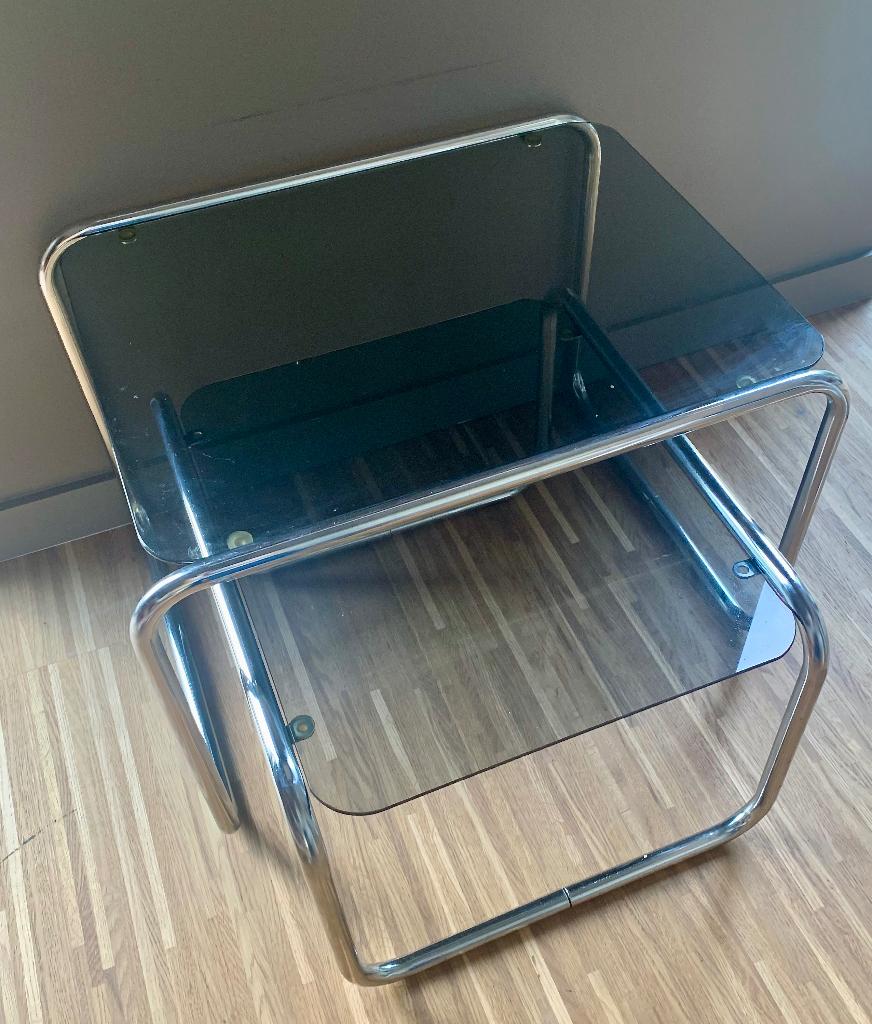 Vintage Nesting Tables Chroom-Glas, Maison & Meubles, Tables | Dessertes, Verre, Enlèvement
