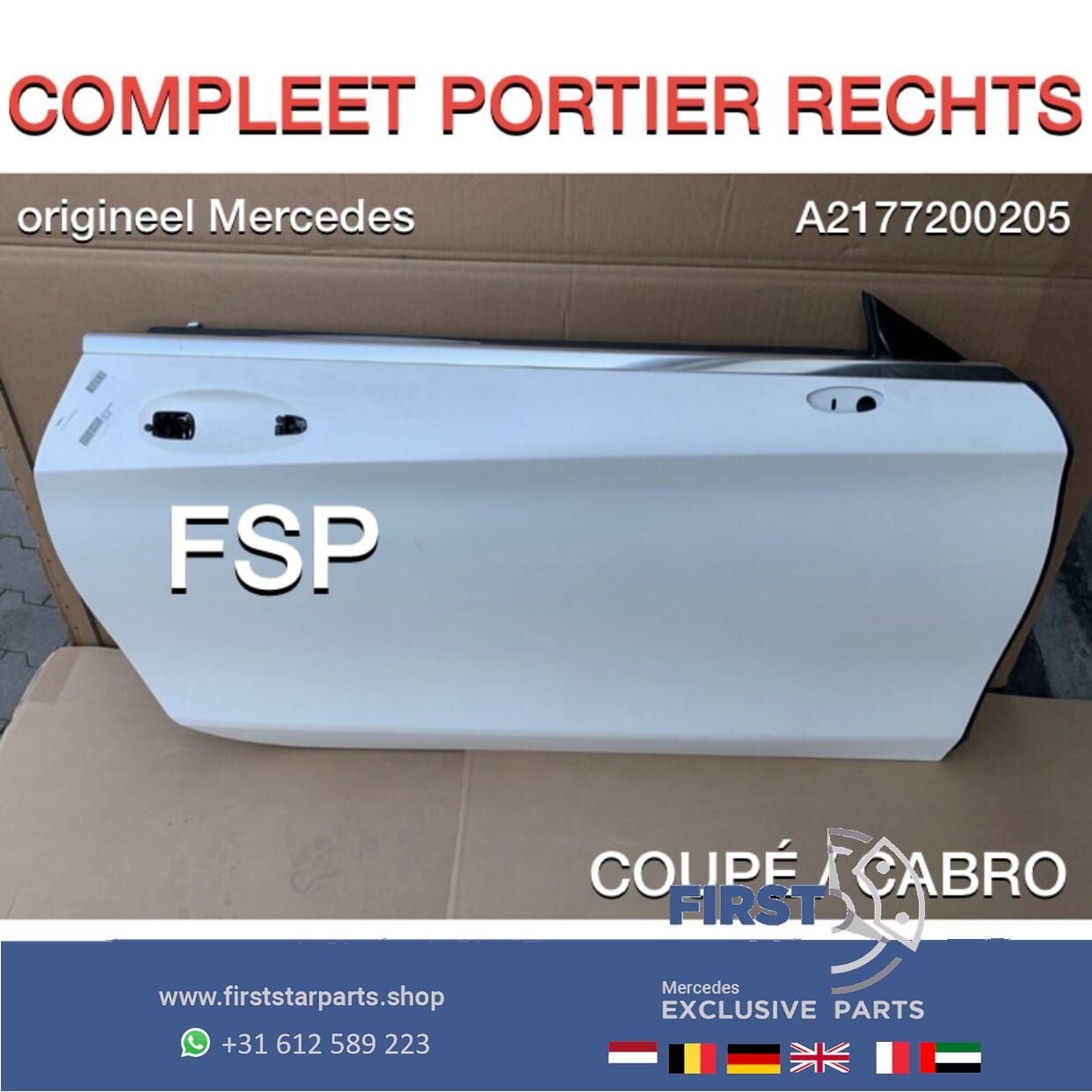 W217 C217 A217 PORTIER RECHTS COMPLEET S KLASSE DEUR CABRIO, Utilisé, Porte, Avant, -