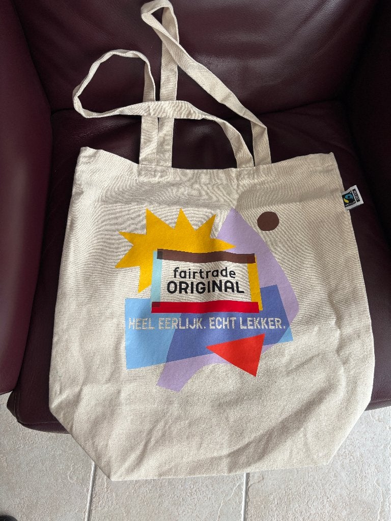 Katoenen tas Fairtrade uitvouwbare bodem nieuw, Ophalen of Verzenden, Nieuw, Wit
