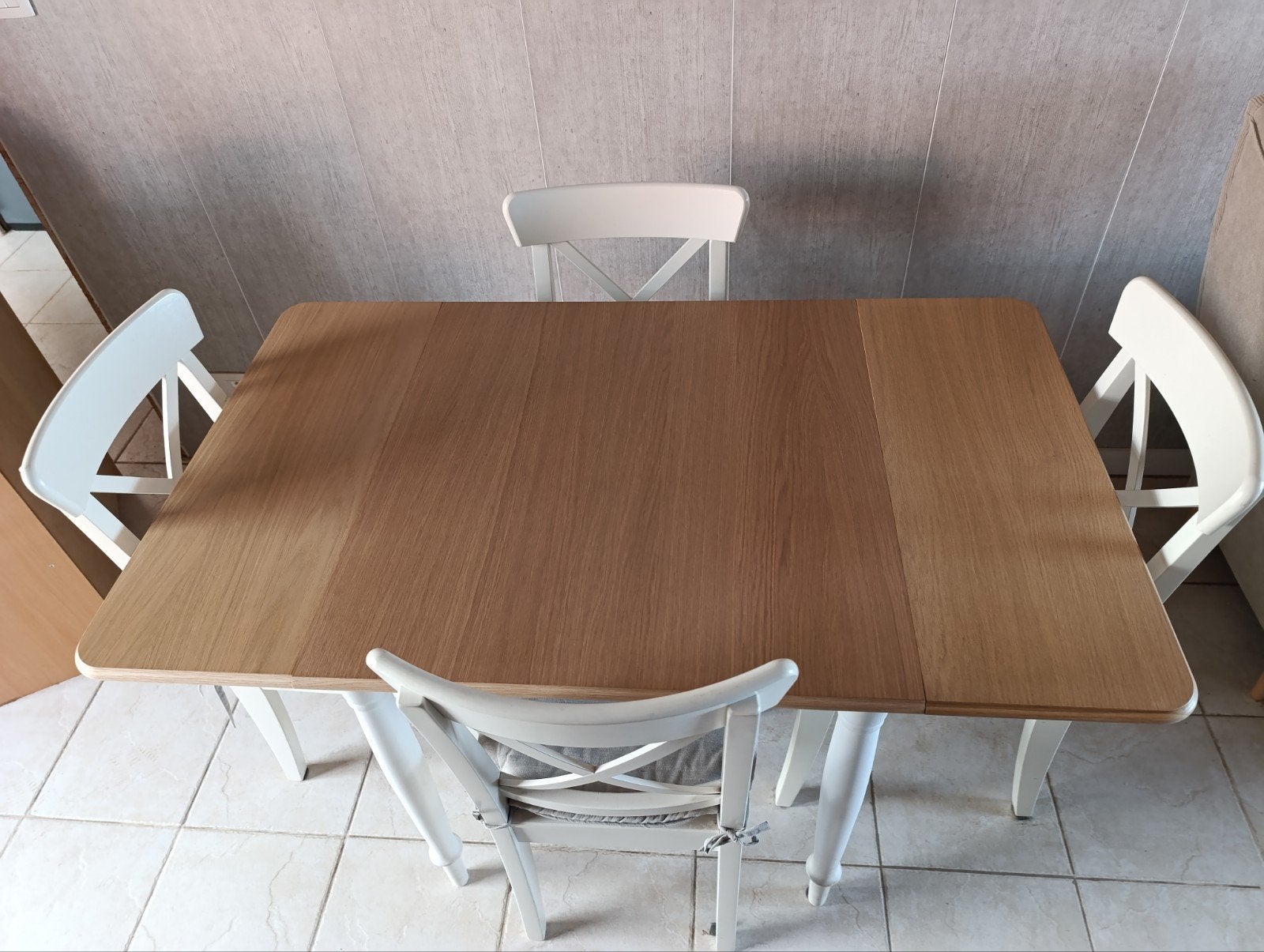 Moet snel weg : Ikea verstelbare tafel + 4 stoelen, Tuin en Terras, Tuinsets en Loungesets, Ophalen