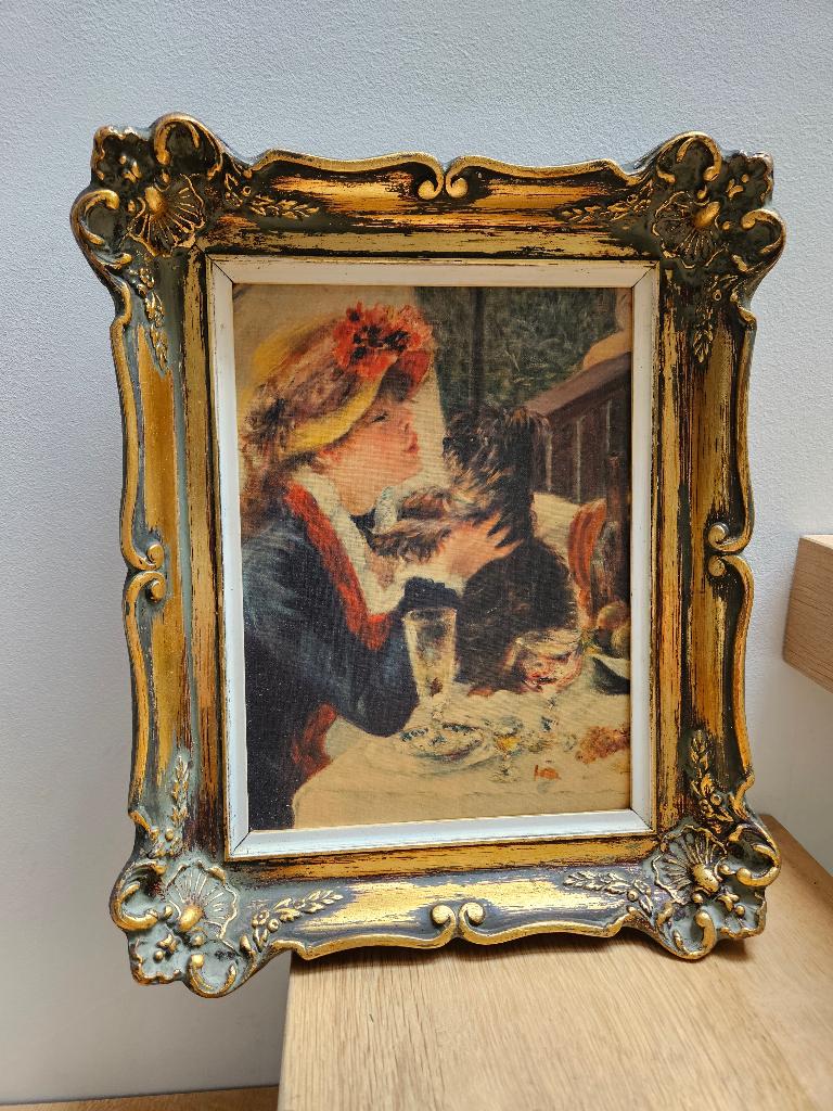 Schilderij met vergulde houten lijst - reproductie Renoir, Antiek en Kunst, Ophalen of Verzenden