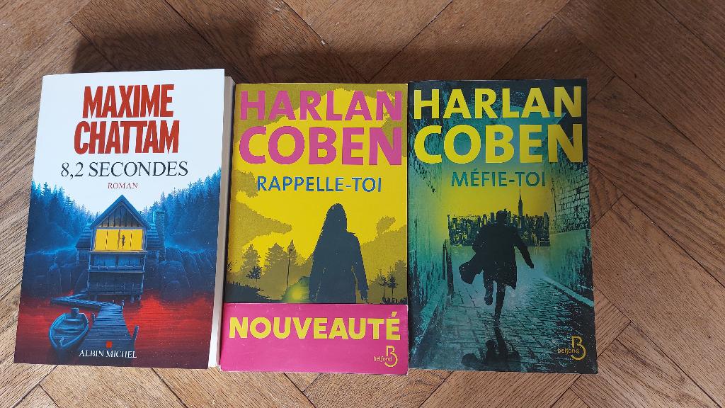 3 livres policiers excellents et récents grand format, Enlèvement ou Envoi, Comme neuf, Harlan Coben et Maxime Chattam