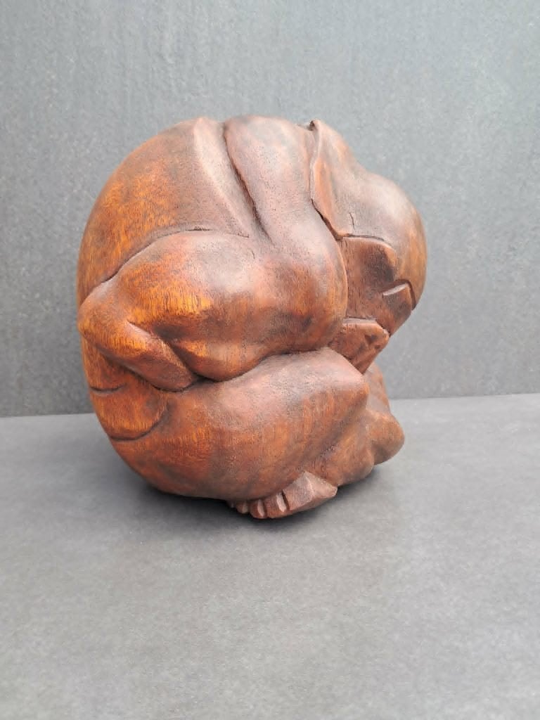 yogiman/ bouddha pleureur/Orang malu/fait main/ 20 cm, Neuf, 20 cm, Enlèvement ou Envoi, Marron