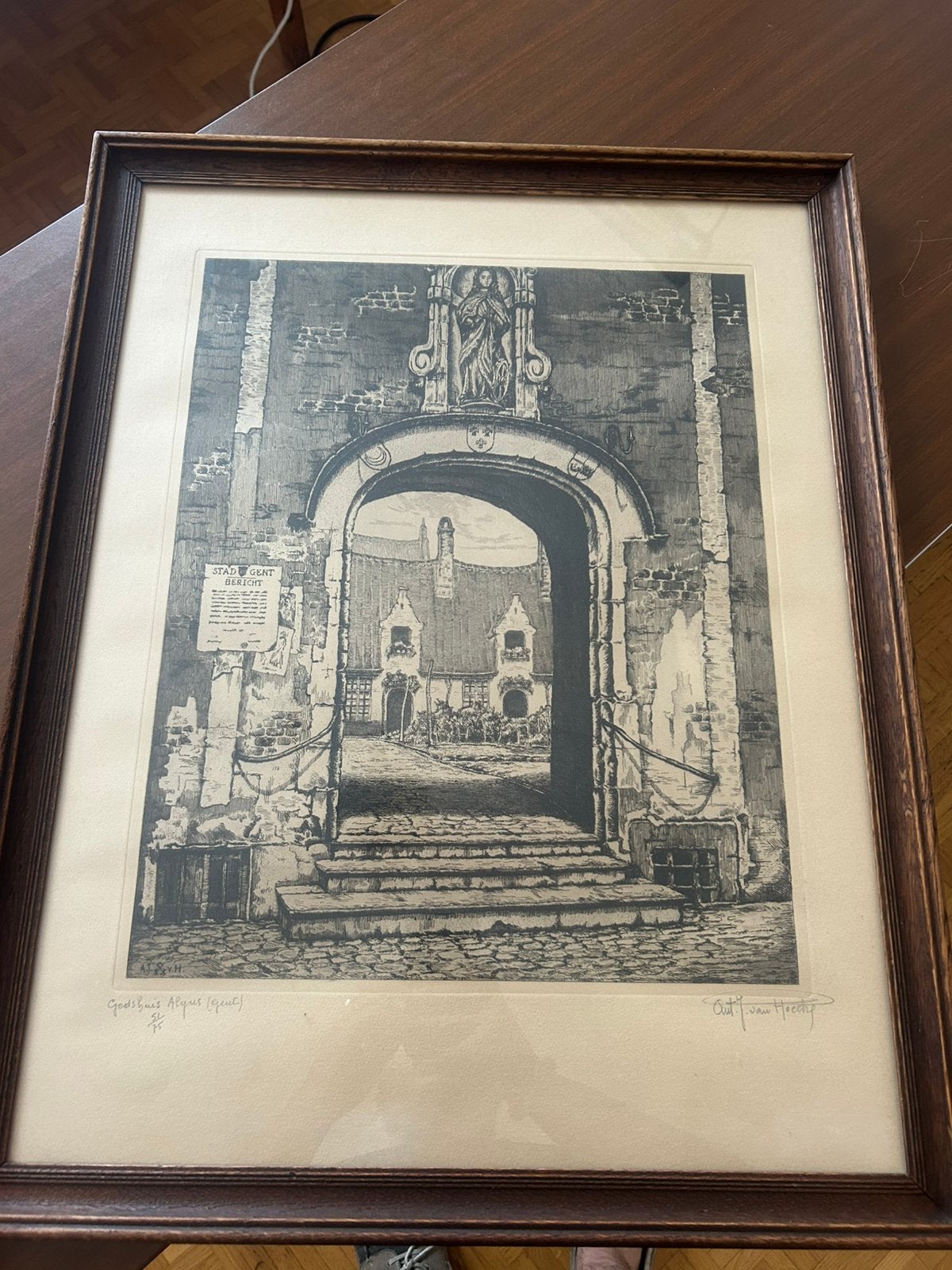 Ets Antoon Van Hoecke, Antiek en Kunst, Ophalen, Ets, Potloodtekening, Handgemaakt