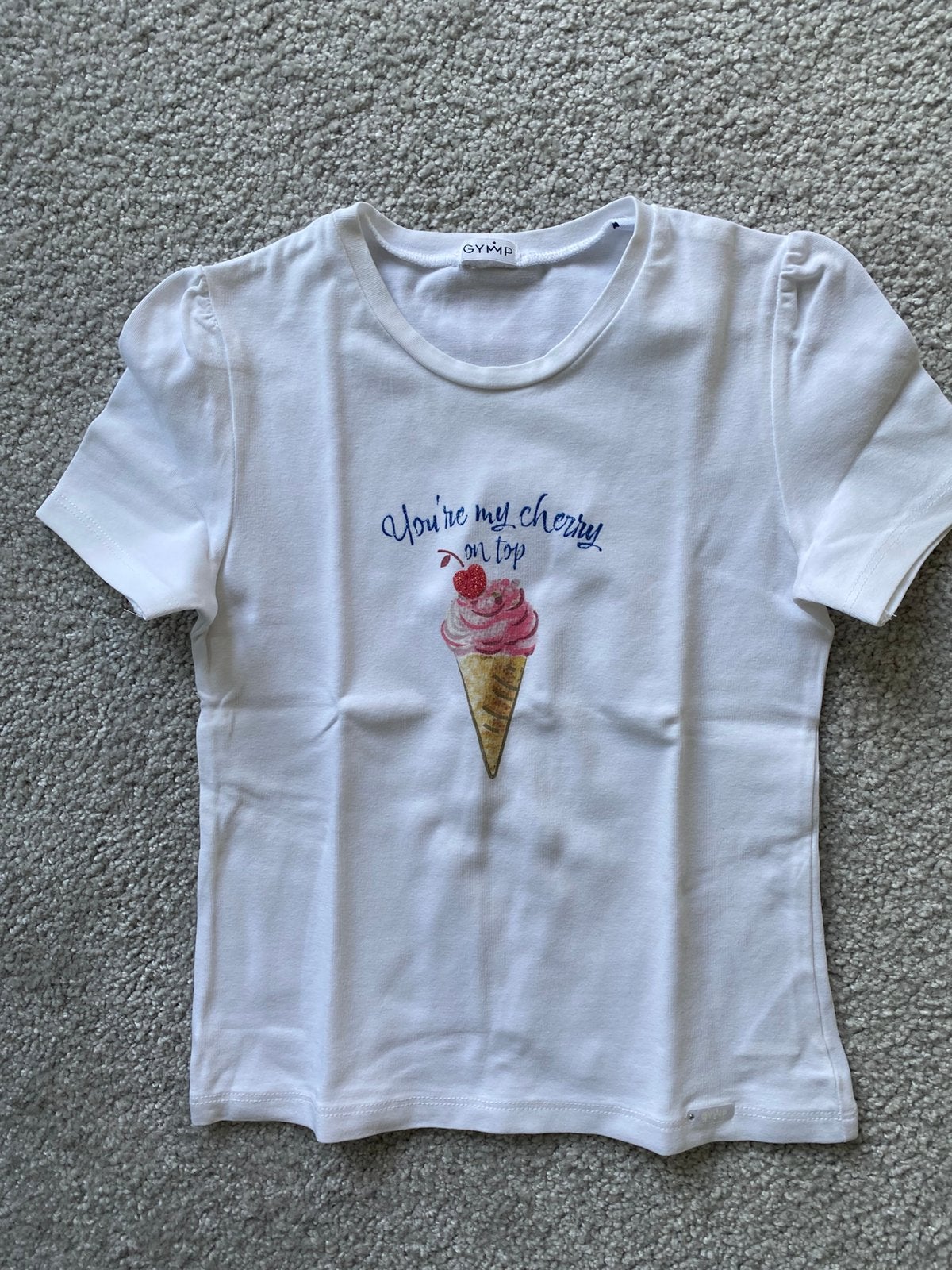 Witte T-shirt met ijsje Gymp maat 4 jaar, Ophalen of Verzenden, Zo goed als nieuw, Meisje, Shirt of Longsleeve