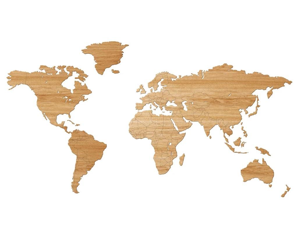 Wereldmap - hout - NEW, Huis en Inrichting, 108 cm, Hout, Ophalen of Verzenden, Bruin