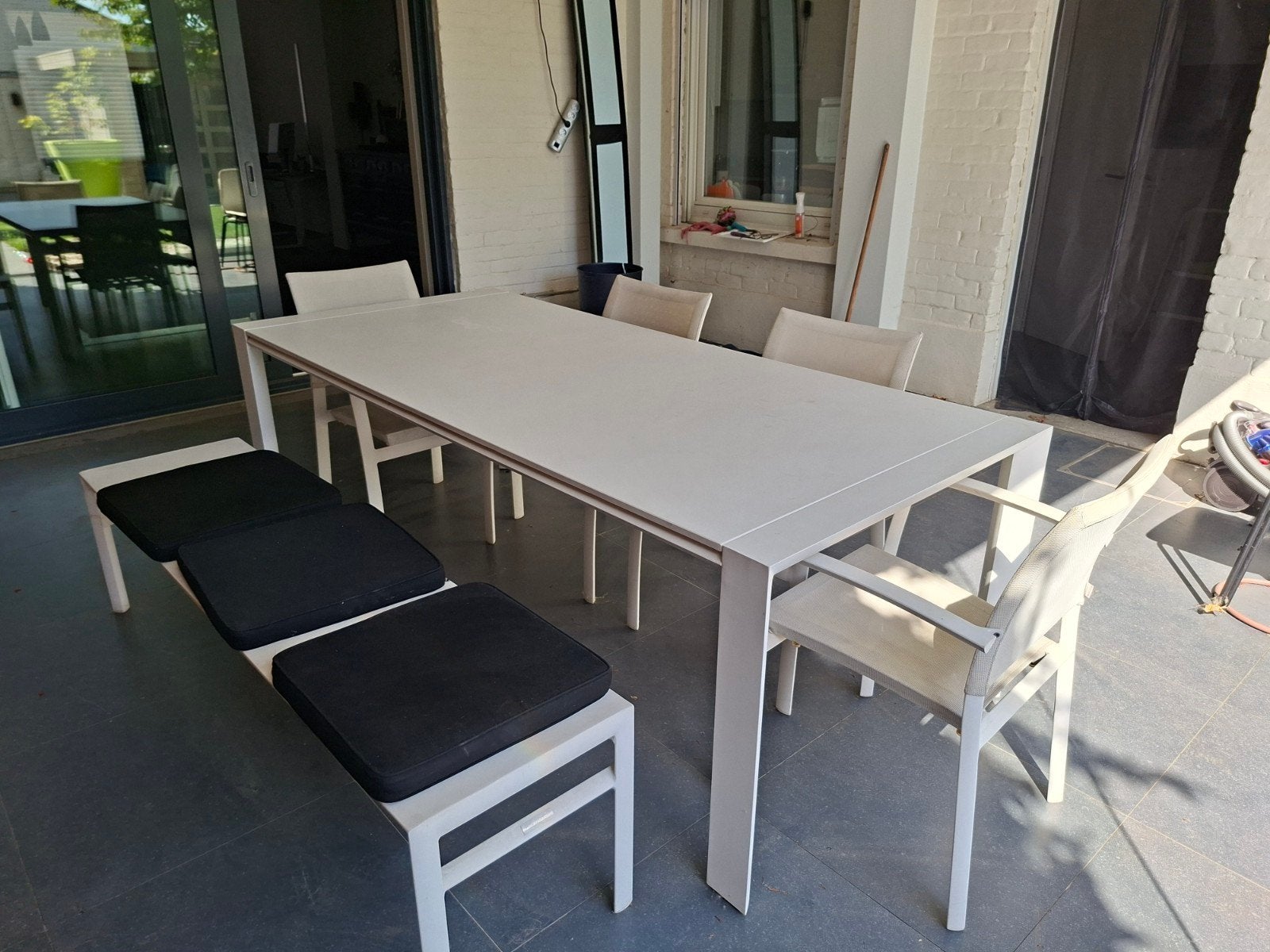 mooie tuinset tafel 4 stoelen en bank, Enlèvement, Banque, Salons de jardin