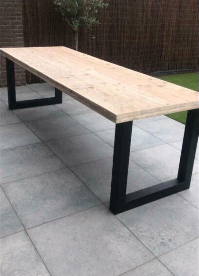 Steigerhout tafels met stalen X of U poten gratis levering, Huis en Inrichting, Tafels | Eettafels, Ophalen of Verzenden