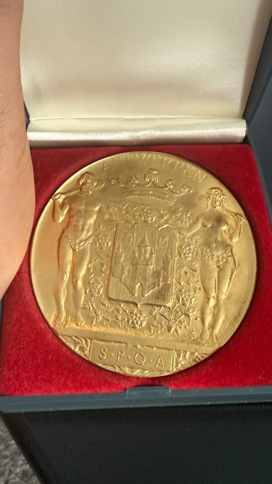 Unieke goude munt te koop stad antwerpen, Postzegels en Munten, Penningen en Medailles, Ophalen