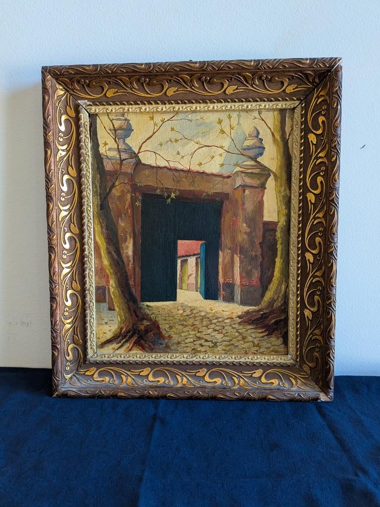 Tableau Huile s/ Panneau - Château de Drogenbos 1942 - L. De