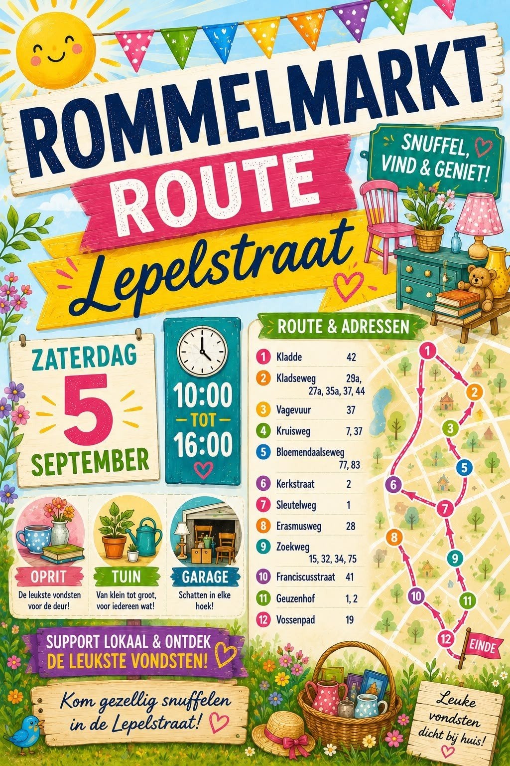 garage verkoop rommelmarkt 05 09 2026  gratis, Diversen, Rommelmarktspullen, Ophalen of Verzenden