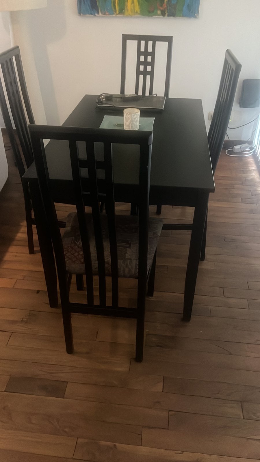 Salontafel en 4 stoelen zwart, Ophalen, Zo goed als nieuw