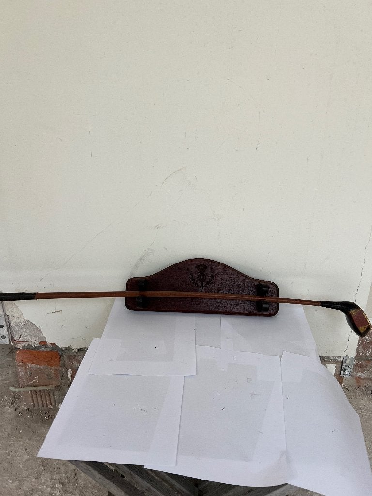 Wandhouder hickory golfclub decoratie antiek, Sport en Fitness, Ophalen