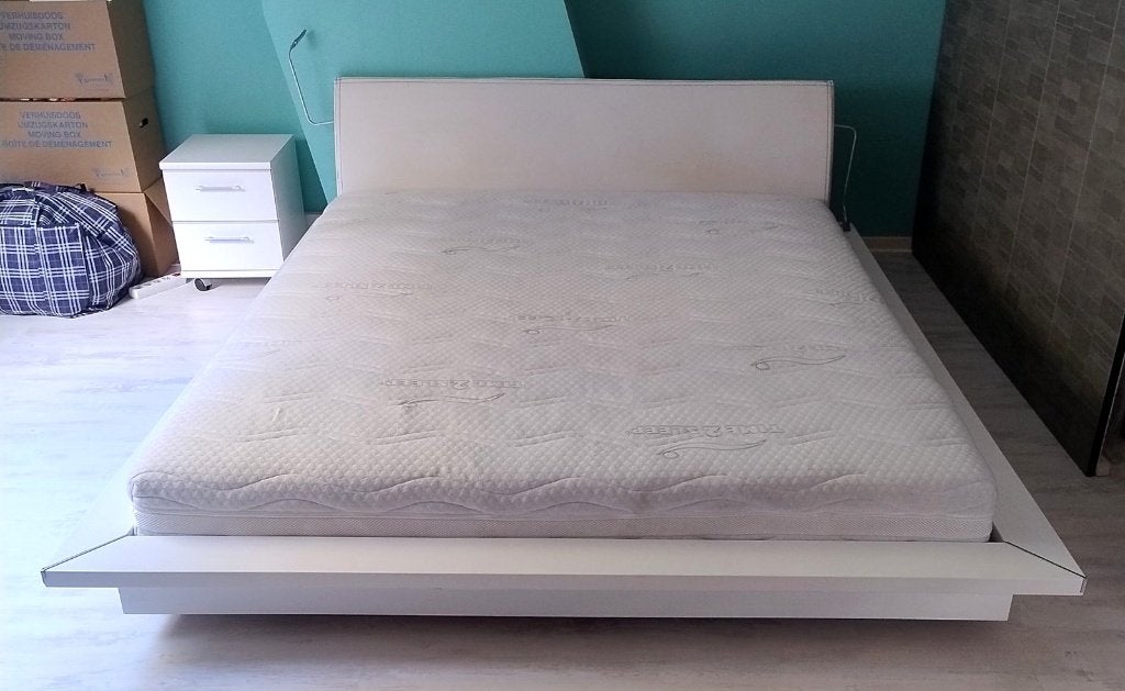 IKEA tweepersoonsbed 180x200 wit, met matras en lattenbodem, Ophalen, Gebruikt, Wit, Tweepersoons