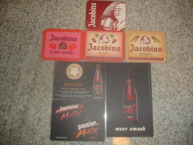 7 verschillende bierviltjes van Jacobins voor € 0,50, Verzamelen, Ophalen of Verzenden, Zo goed als nieuw, Viltje(s), Overige merken