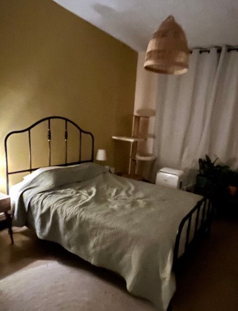 Cadre de lit IKEA SAGSTUA 140/200, Maison & Meubles, Enlèvement, Utilisé, Noir, Métal