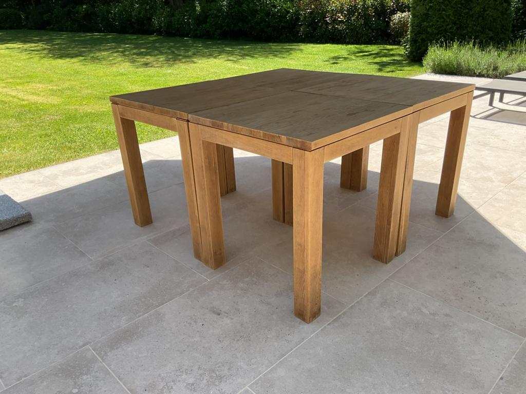 Teak tafel(s), Tuin en Terras, Ophalen, Zo goed als nieuw