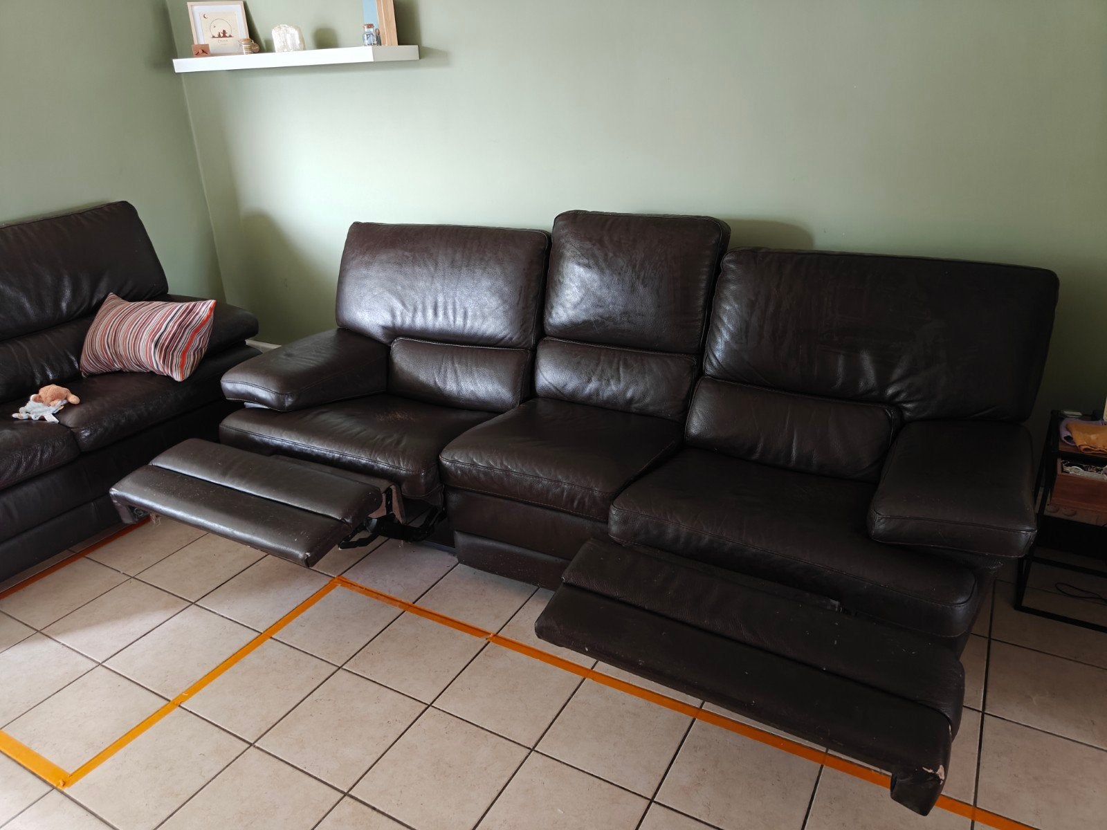 3 zit leer met relax., Maison & Meubles, Canapés | Coins salons complets, Enlèvement
