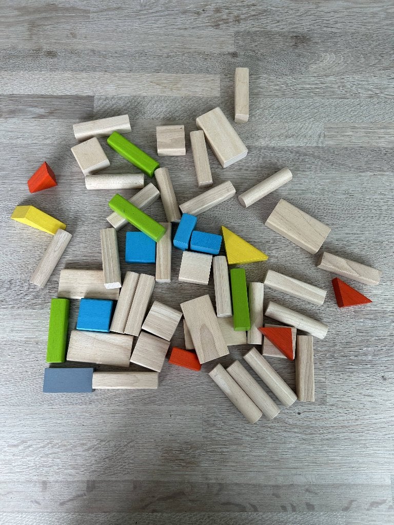 Mooie houten speelgoed bouw blokken set, Kinderen en Baby's, Speelgoed | Houten speelgoed, Ophalen, Zo goed als nieuw, Overige typen
