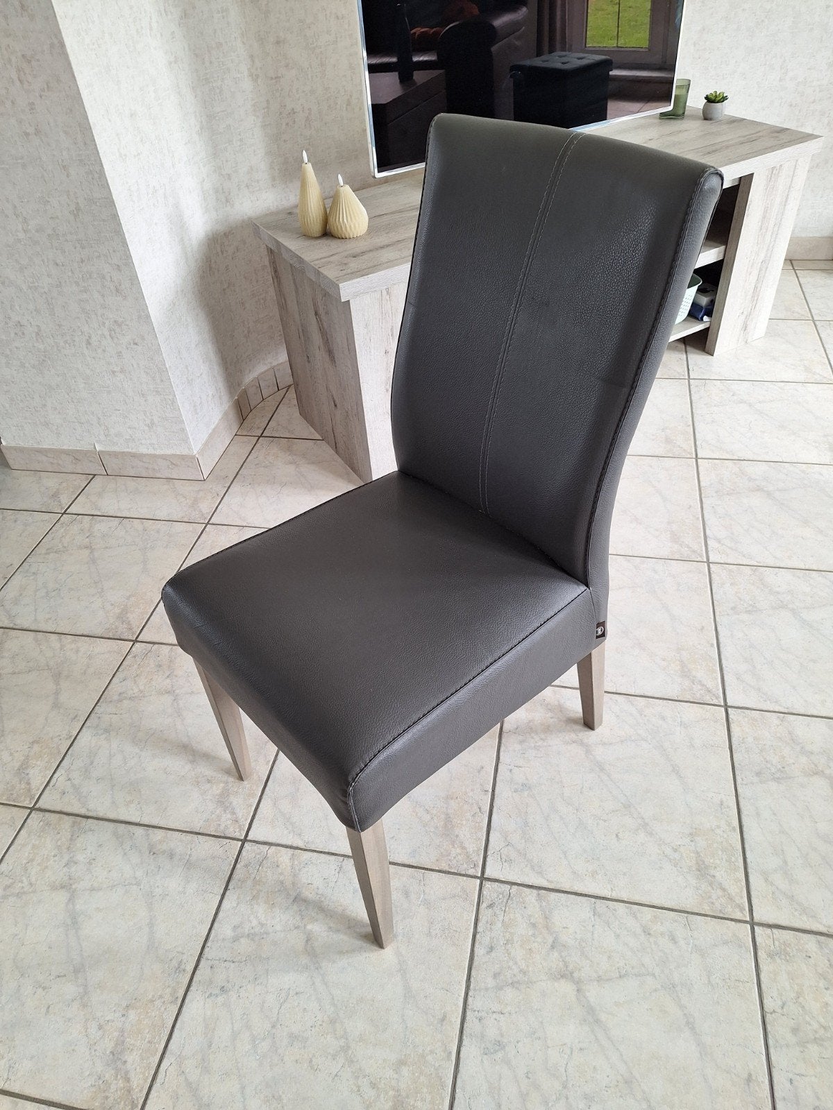 6 antraciet grijze eetkamerstoelen, Gris, Enlèvement, Landelijk, Synthétique