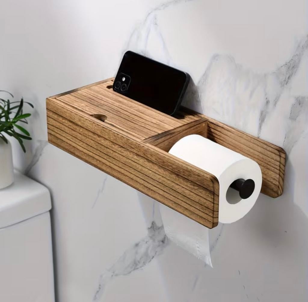 1 support mural, papier toilette avec couvercle en acacia, Enlèvement ou Envoi, Neuf