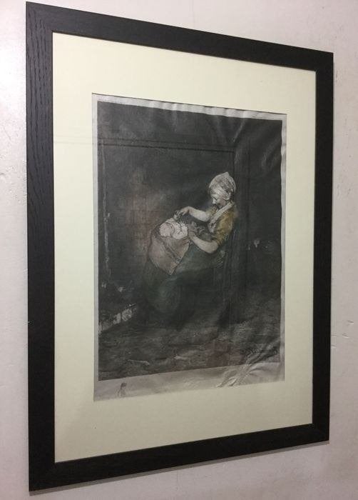 Estampe: Carel Lodewijk Dake 1857-1918, Antiquités & Art, Art | Eaux-fortes & Gravures, Eau-forte, Encadré, Vie quotidienne, 1800 - 1899