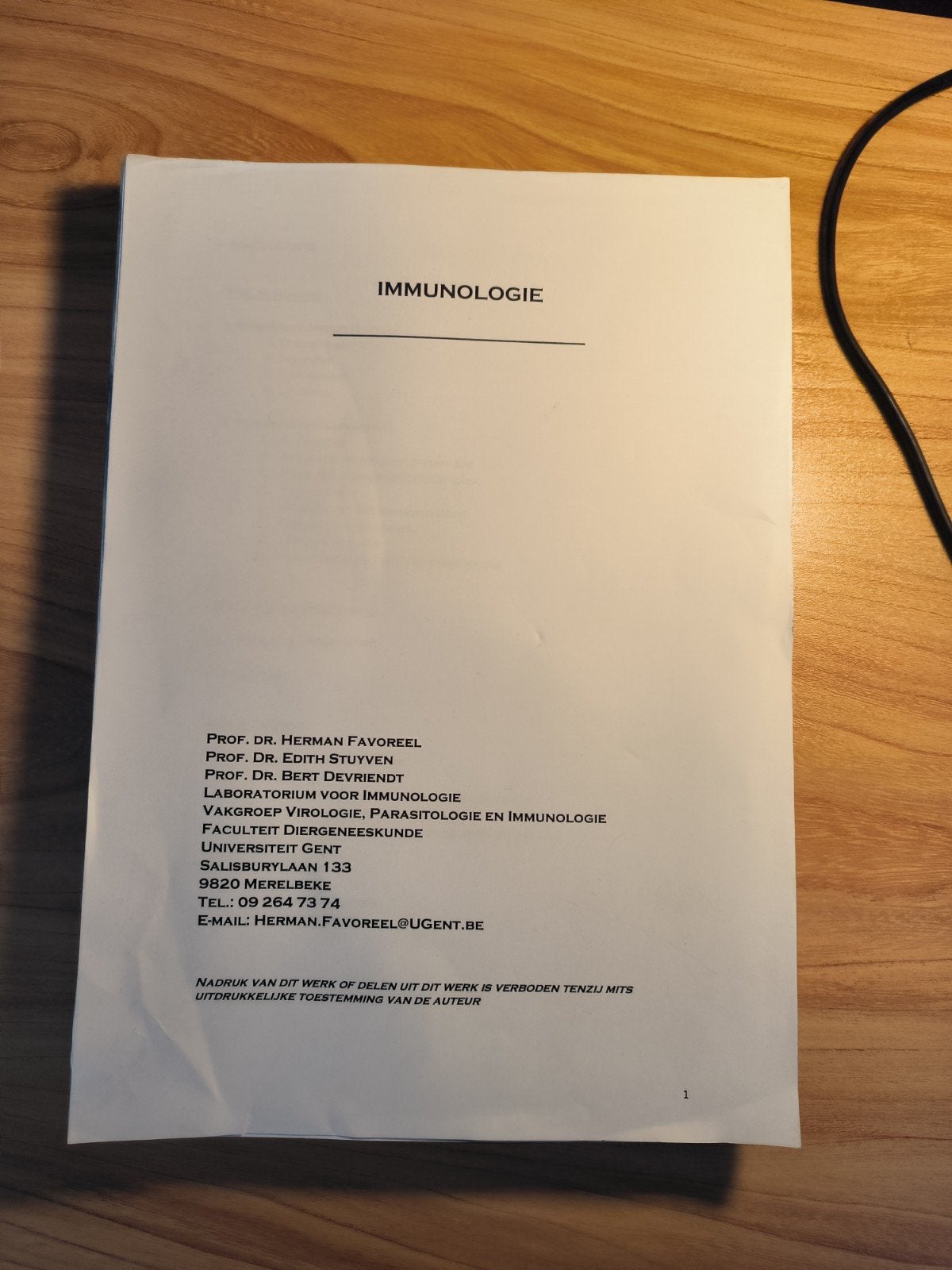 Cursus immunologie, Ophalen, Gelezen, Hoger Onderwijs