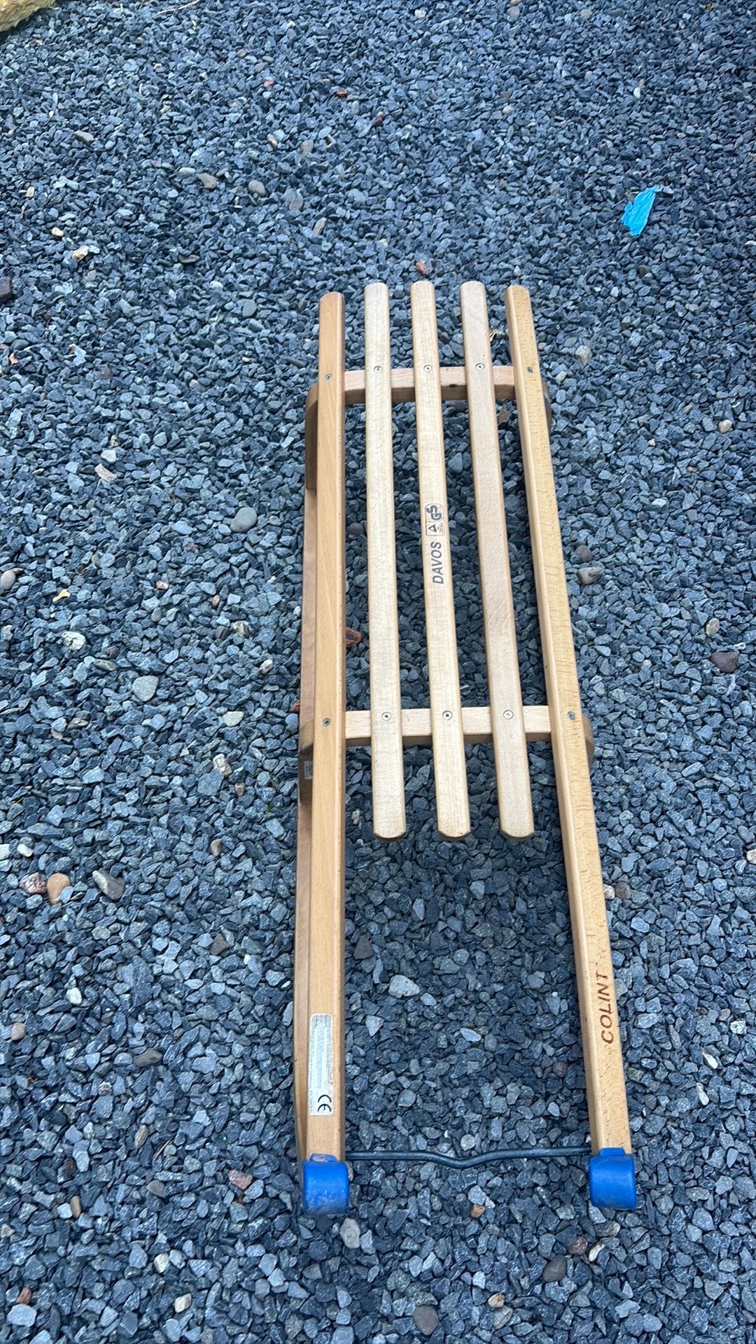 Houten Davos slee, Ophalen, Gebruikt, Hout