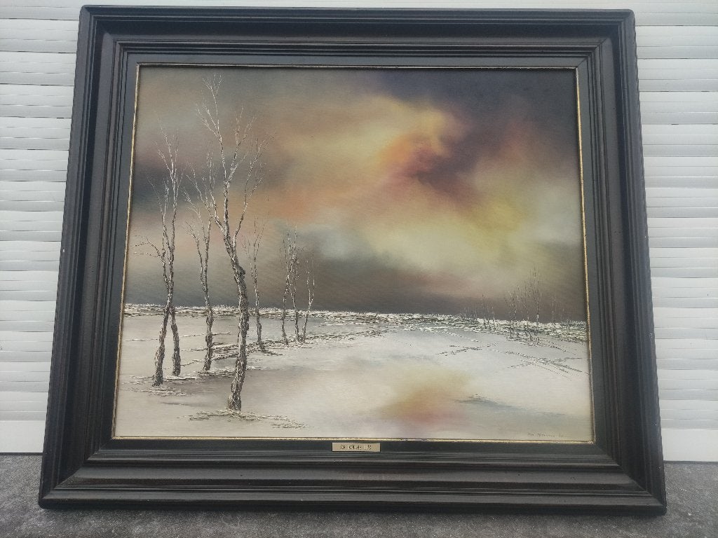 huile sur toile paysage enneige signe de jonghe luc, Antiek en Kunst, Kunst | Schilderijen | Klassiek, Ophalen of Verzenden, Landschap